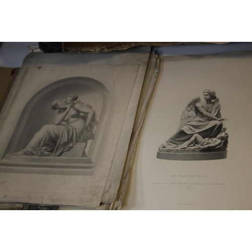 318 - A TRAY OF ASSORTED ENGRAVINGS AND LITHOGRAPHS, to include a folio of sculptures and ornaments