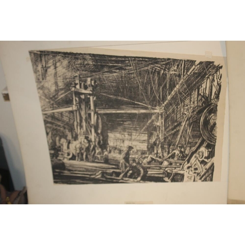 320 - THREE MOUNTED LITHOGRAPHS MUIRHEAD BONE