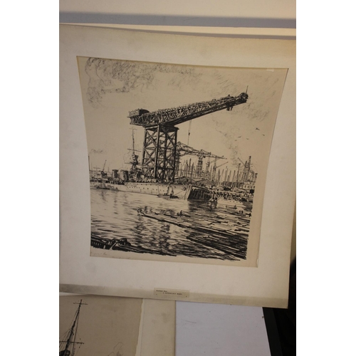 320 - THREE MOUNTED LITHOGRAPHS MUIRHEAD BONE