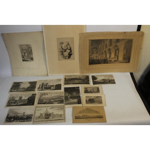 328 - A BOX OF MISCELLANEOUS PRINTS, ENGRAVINGS AND EPHEMERA, mainly topographical subjects