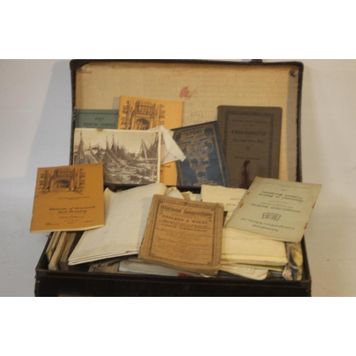 33 - A SMALL SUITCASE OF BOOKLETS AND EPHEMERA to include guide books, plays, 1940s / 50s etc