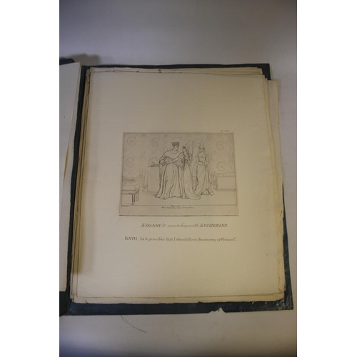 332 - A BOX OF ASSORTED PRINTS AND ENGRAVINGS, some of 18th century royal interest