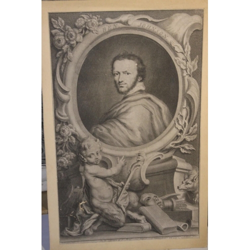 336 - A BOX OF ANTIQUE PRINTS AND ENGRAVINGS with a selection of portraits of various Kings & Queens, Lord... 