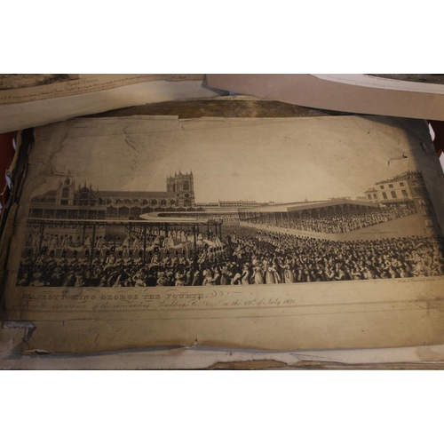 340 - A TRAY OF UNFRAMED ENGRAVINGS, various artists and subjects to include W. Hogarth, Edmund Thomas, G.... 