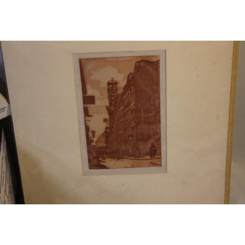 344 - A SMALL TRAY OF UNFRAMED ETCHINGS, PRINTS AND ENGRAVINGS VARIOUS ARTISTS AND SUBJECTS, to include An... 