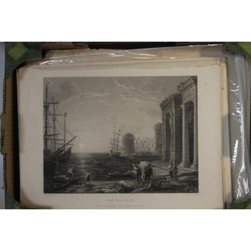 347 - A SMALL TRAY OF UNFRAMED ENGRAVINGS AND PRINTS ETC, VARIOUS ARTISTS AND SUBJECTS, to include Birket ... 