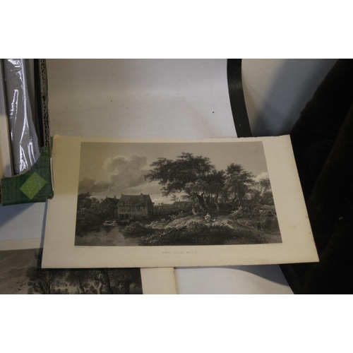 347 - A SMALL TRAY OF UNFRAMED ENGRAVINGS AND PRINTS ETC, VARIOUS ARTISTS AND SUBJECTS, to include Birket ... 