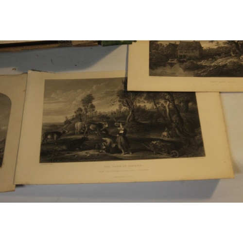 347 - A SMALL TRAY OF UNFRAMED ENGRAVINGS AND PRINTS ETC, VARIOUS ARTISTS AND SUBJECTS, to include Birket ... 