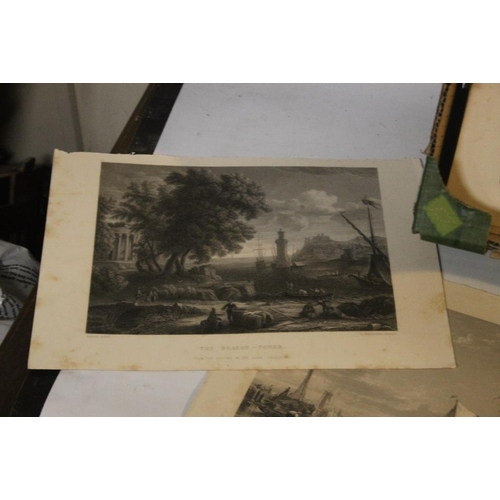 347 - A SMALL TRAY OF UNFRAMED ENGRAVINGS AND PRINTS ETC, VARIOUS ARTISTS AND SUBJECTS, to include Birket ... 