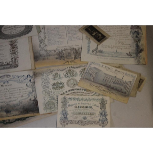 353 - A COLLECTION OF 19TH CENTURY EPHEMERA, to include menus, theatre tickets etc