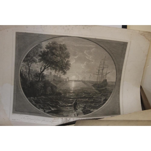 358 - A TRAY OF UNFRAMED ENGRAVINGS AND ETCHINGS ETC., various artists and subjects to include Roelant Sat... 