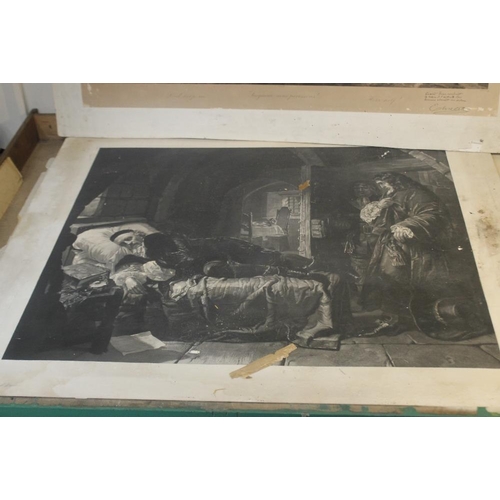 359 - A TRAY OF UNFRAMED ENGRAVINGS ETC., various artists and subjects to include H. P. Parker, E. M. Ward... 