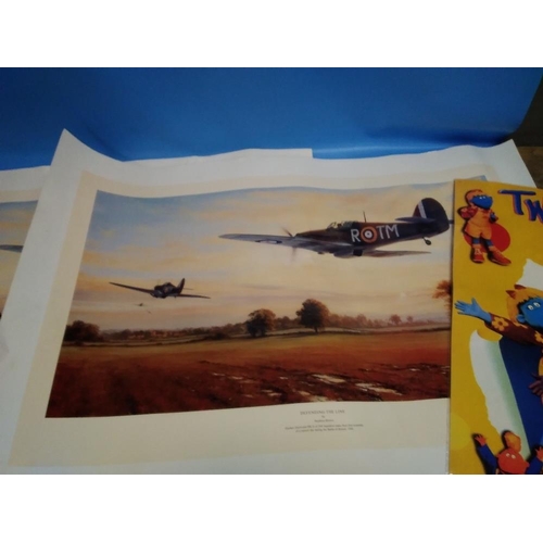 176 - A COLLECTION OF POSTERS TO INCLUDE STEPHEN BROWN AVIATION POSTERS, WESTERN INTEREST ETC.