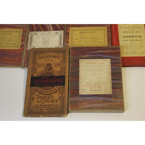 185 - A SMALL COLLECTION OF FOLDING MAPS  MAINLY LINEN BACKED ORDNANCE SURVEY to include 1:2500, 1:63360, ... 