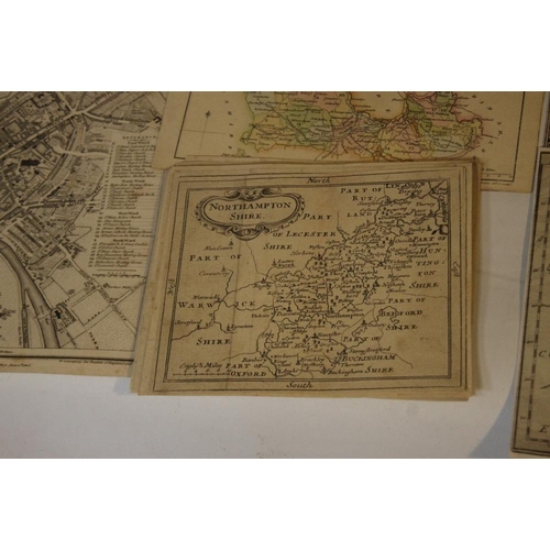 187 - A QUANTITY OF ANTIQUE MAPS, mainly 19th century to include county maps by C. Smith, J. Cary, Teesdal... 