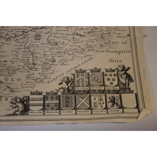 189 - JAN JANSSON MAP OF WARWICKSHIRE AND WORCESTERSHIRE, c.1647, German text on back, uncoloured, unframe... 