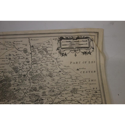 189 - JAN JANSSON MAP OF WARWICKSHIRE AND WORCESTERSHIRE, c.1647, German text on back, uncoloured, unframe... 