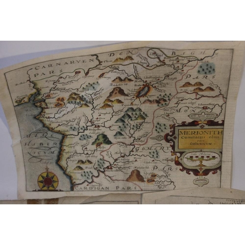 191 - SAXTON KIP MAPS OF WELSH COUNTIES - RADNOR, BRECKNOC AND MERIONITH, c.1607, later hand colour  (3)