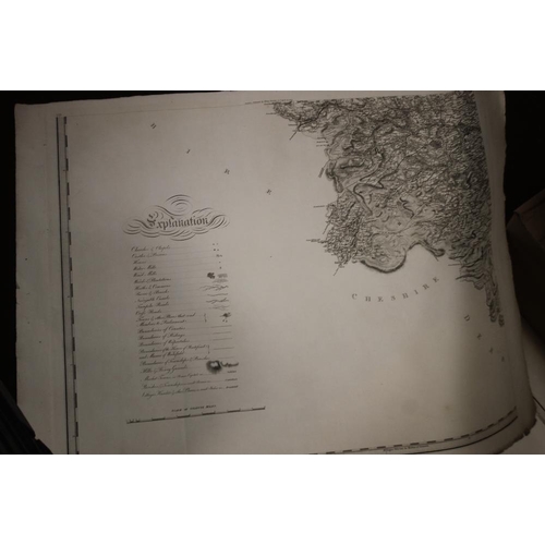 193 - HENRY TEESDALE LARGE SCALE MAP OF YORKSHIRE, 1828, in 9 large separate sections on paper with a view... 