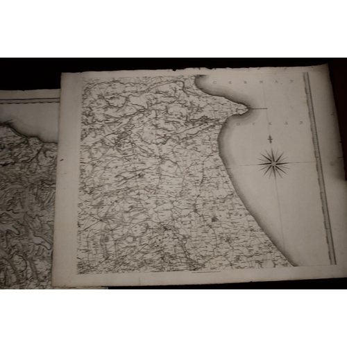 193 - HENRY TEESDALE LARGE SCALE MAP OF YORKSHIRE, 1828, in 9 large separate sections on paper with a view... 