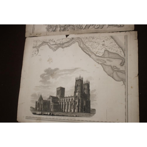 193 - HENRY TEESDALE LARGE SCALE MAP OF YORKSHIRE, 1828, in 9 large separate sections on paper with a view... 