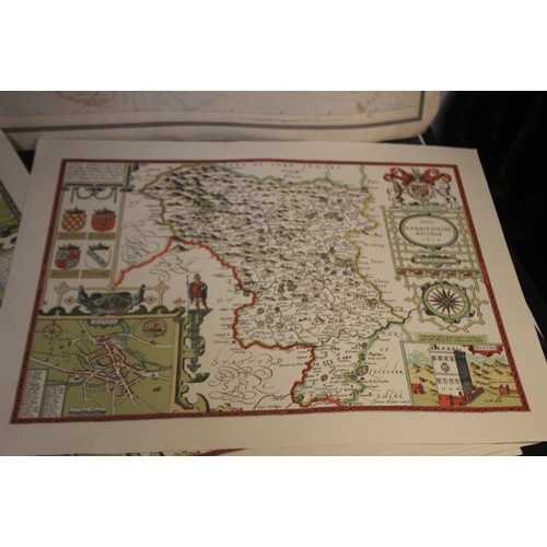 194 - A FOLIO OF MAPS BOTH ANTIQUARIAN AND REPRODUCTION to include original C. Smith Warwickshire, J. Cary... 