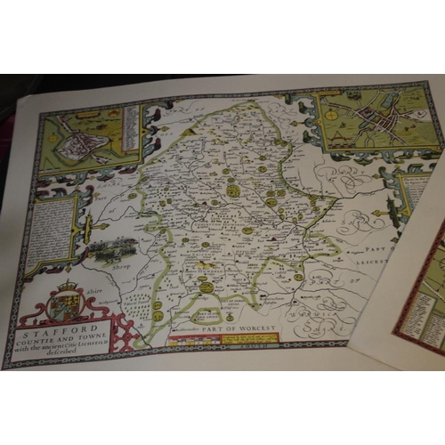 194 - A FOLIO OF MAPS BOTH ANTIQUARIAN AND REPRODUCTION to include original C. Smith Warwickshire, J. Cary... 