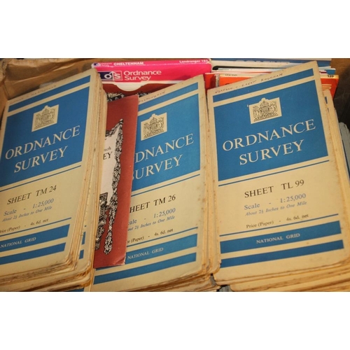 196 - FOUR BOXES ORDNANCE SURVEY MAPS