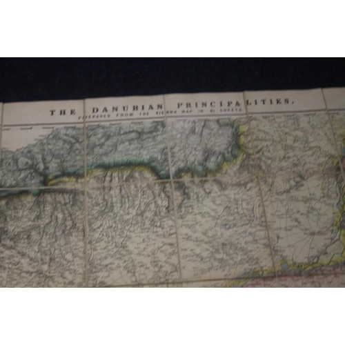 198 - EDWARD STANFORD FOLDING MAP OF 'THE DANUBIAN PRINCIPALITIES prepared from the Vienna Map in 21 sheet... 