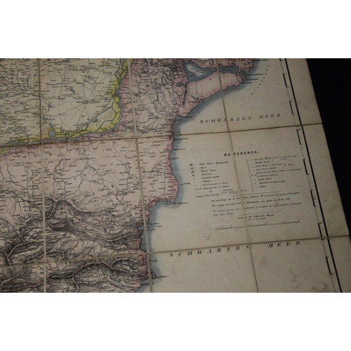 198 - EDWARD STANFORD FOLDING MAP OF 'THE DANUBIAN PRINCIPALITIES prepared from the Vienna Map in 21 sheet... 