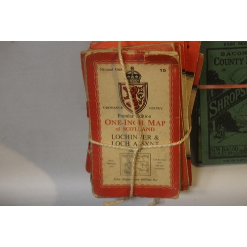 199 - A COLLECTION OF VINTAGE MAPS,  mostly Ordnance Survey and Bartholomew's