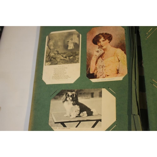 222 - AN EDWARDIAN POSTCARD ALBUM AND CONTENTS, MOSTLY PORTRAITS OF FAMOUS SINGERS, MUSIC HALL STARS ETC, ... 