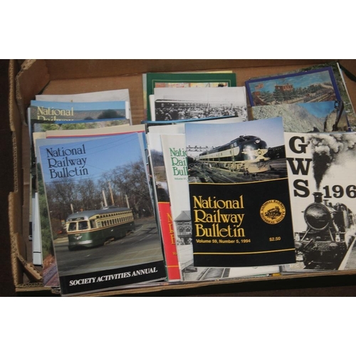 119 - TWO TRAYS OF RAILWAY INTEREST BOOKLETS AND MAGAZINES to include a small quantity of 'National Railwa... 