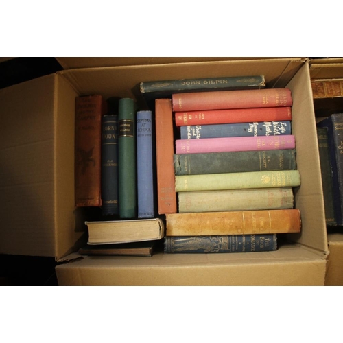 127 - FOUR BOXES OF MISCELLANEOUS BOOKS to include Antiquarian books, classic novels etc.