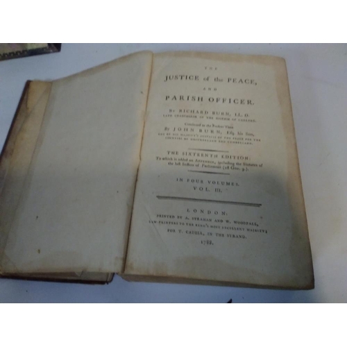 131 - ANTIQUARIAN BOOKS ODD VOLUMES TO INCLUDE 'THE JUSTICE OF THE PEACE AND PARISH OFFICER. By Richard Bu... 