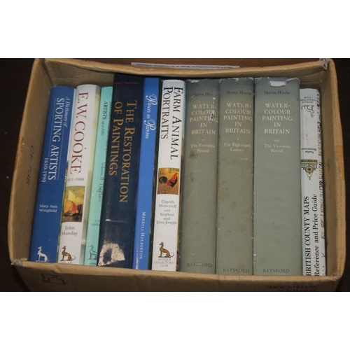 149 - TWO BOXES OF ART AND MAP REFERENCE BOOKS  to include multiple copies of 'Joseph Wright of Derby' by ... 