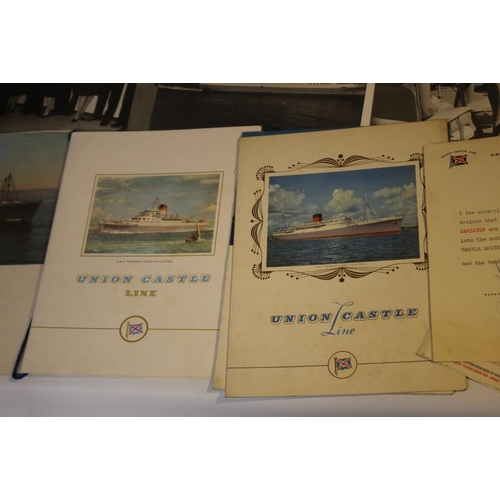 165 - A QUANTITY OF EPHEMERA RELATING TO THE UNION-CASTLE SHIPPING LINE IN THE 1960S, including menus, pho... 