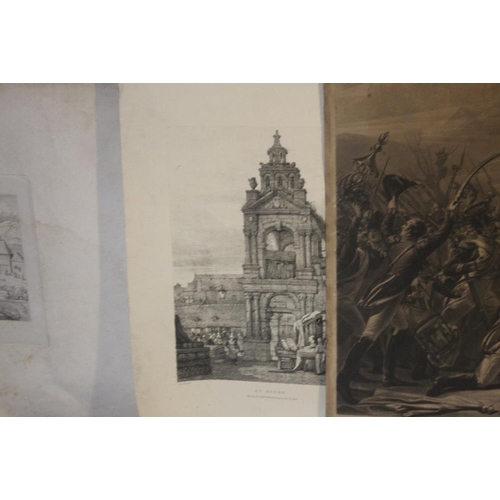 362 - A TRAY OF UNFRAMED ENGRAVINGS ETC., various artists and subjects to include H. Singleton, F. Trumbel... 