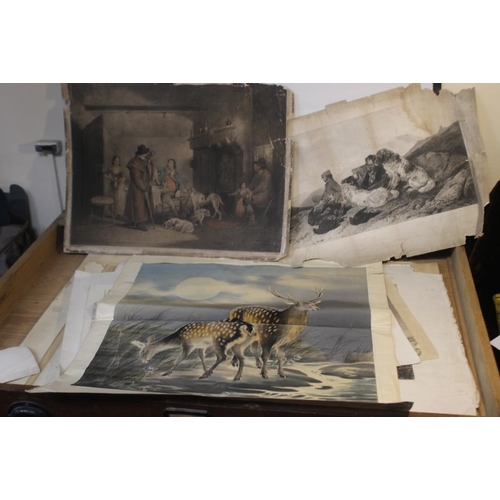 367 - A TRAY OF UNFRAMED ENGRAVINGS, ETCHINGS AND PRINTS ETC, various artists and subjects to include Edwa... 