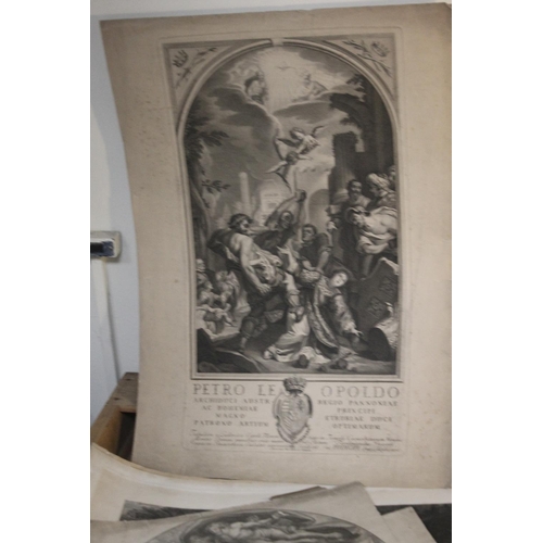 368 - A TRAY OF UNFRAMED ENGRAVINGS ETC., various artists and subjects to include P. Woverman, D. Maclise,... 