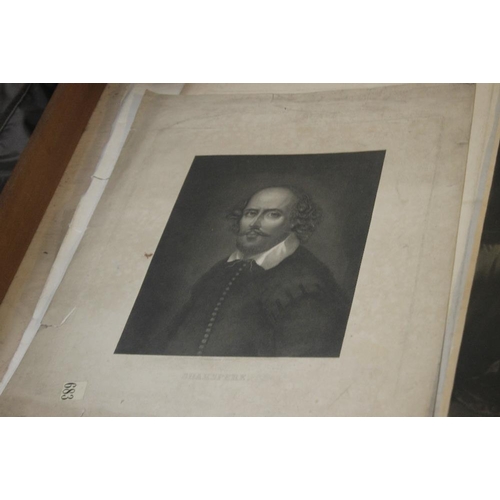 370 - A TRAY OF UNFRAMED ENGRAVINGS ETC., various artists and subjects to include B. Weft, C. Bargue, A. E... 