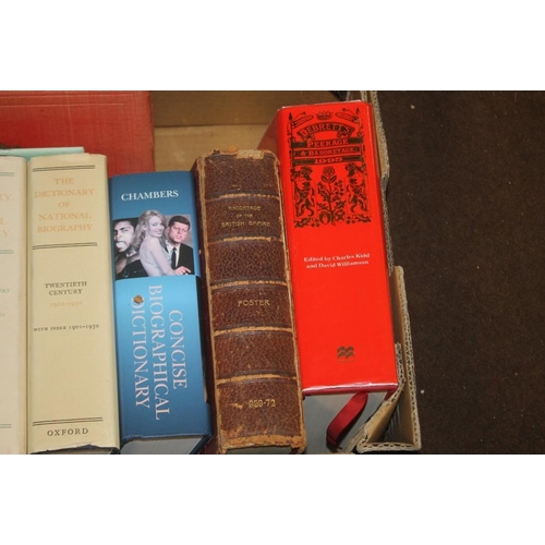 48 - DICTIONARY OF NATIONAL BIOGRAPHY- BURKES & DEBRETTS PEERAGE, BARONETAGE and others similar (one box)