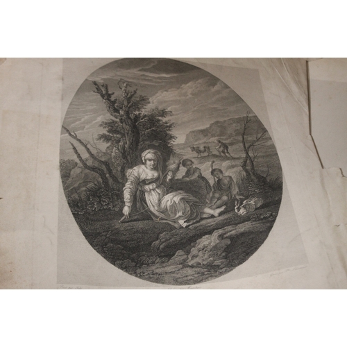 341 - A TRAY OF UNFRAMED ENGRAVINGS, various artists and subjects to include G. Morland, Bartolozzi, W. We... 