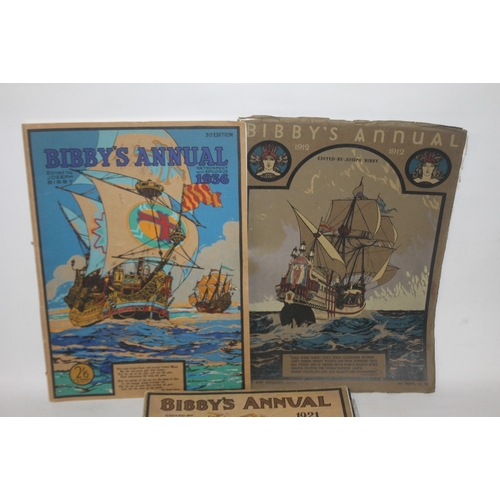 34 - BIBBY'S ANNUAL 1912, 1913, 1921 AND 1936 (4)