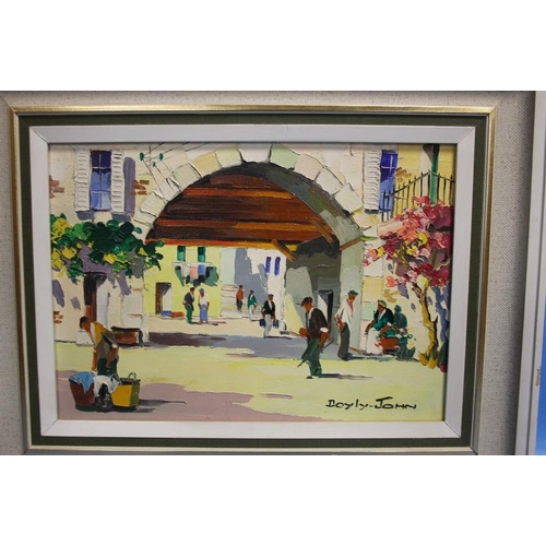 10 - CECIL ROCHFORT DOYLY-JOHN, OIL ON CANVAS, DEPICTING A STREET SCENE WITH FIGURES SIGNED LOWER LEFT. I... 