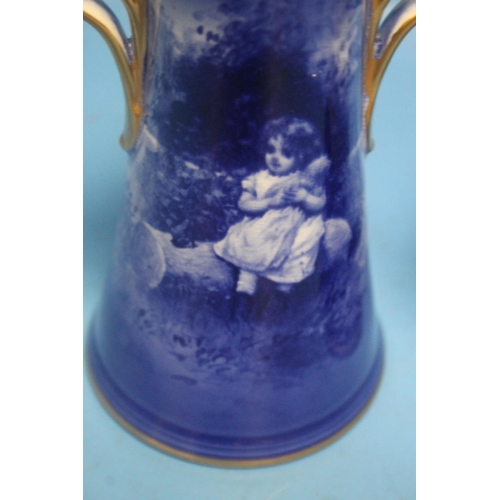 104 - A PAIR OF ANTIQUE VASES DECORATED WITH CHILDREN