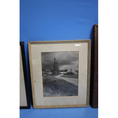 11 - THREE FRAMED ENGRAVINGS TO INCLUDE 'THE FERRY' BY J. GALE, ' A CHURCH INTERIOR',  A. YANN AND A COUN... 