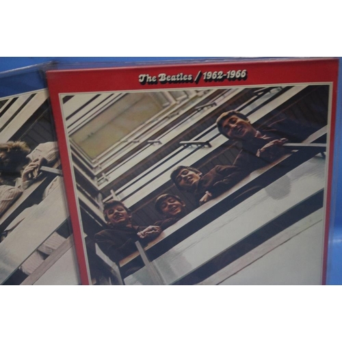 122 - TWO RECORDS THE BEATLES RED ALBUM AND BLUE ALBUM