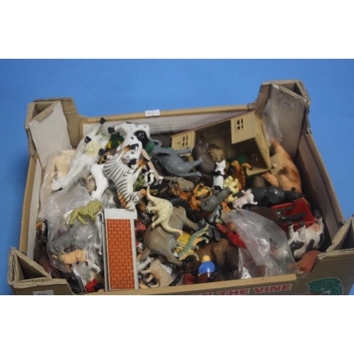 133 - A QUANTITY OF PLASTIC FARM ANIMALS, BUILDINGS ETC