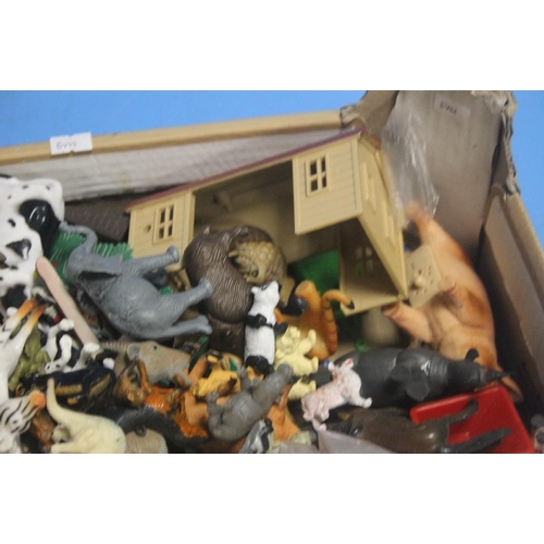 133 - A QUANTITY OF PLASTIC FARM ANIMALS, BUILDINGS ETC